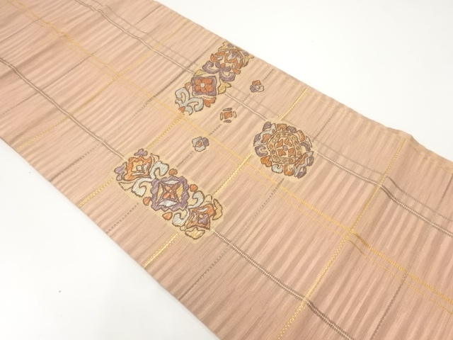 抽象花模様織出し名古屋帯